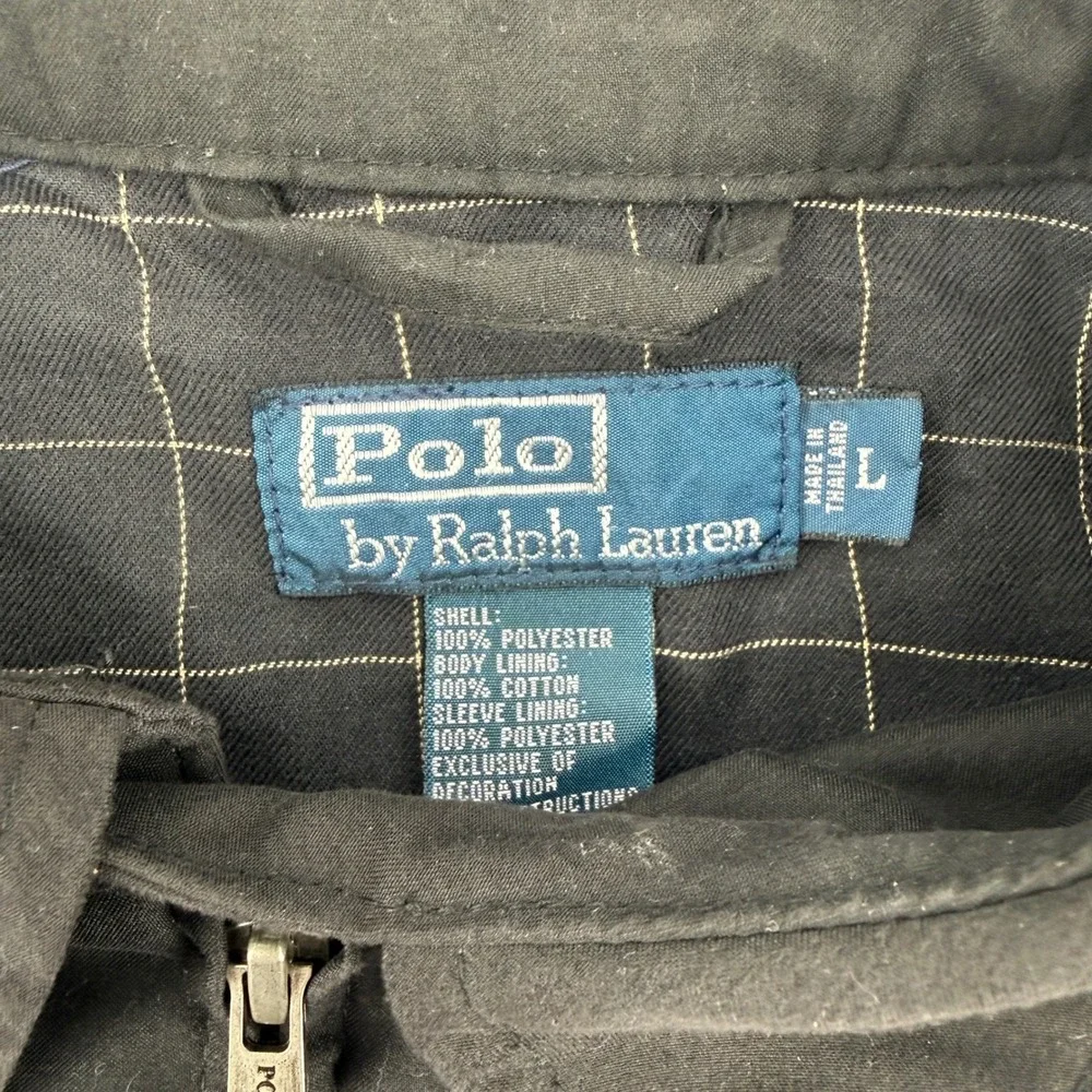 Polo Ralph Lauren Mens Black Harrington Jacket Full Zip Pony Logo Large L